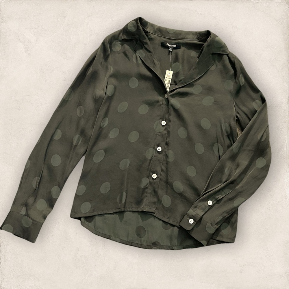Madewell Jacquard Dot Pajama Shirt Green Size XXS - Picture 4 of 14